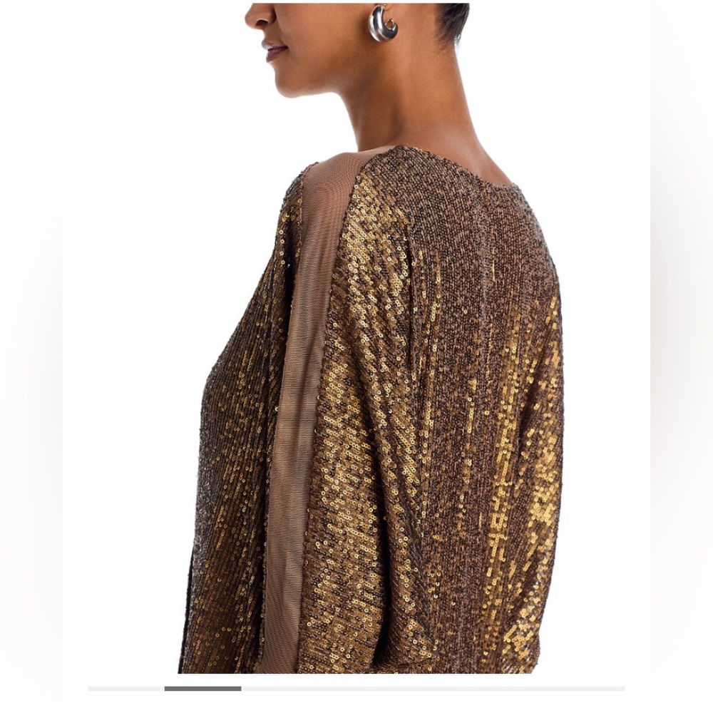 Norma Kamali Bronze Sequin Long Sleeve Dress - Picture 9 of 13